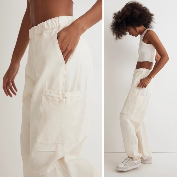 Madewell - Cargo Parachute Pants in (Re)generative Chino - Antique Cream - Picture 2 of 14